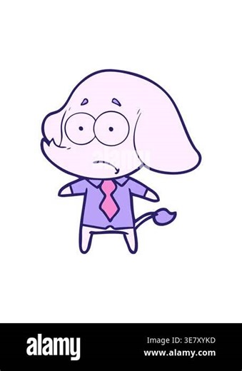 pressure popping animation of cartoon unsure elephant in shirt and tie Stock Video Footage - Alamy