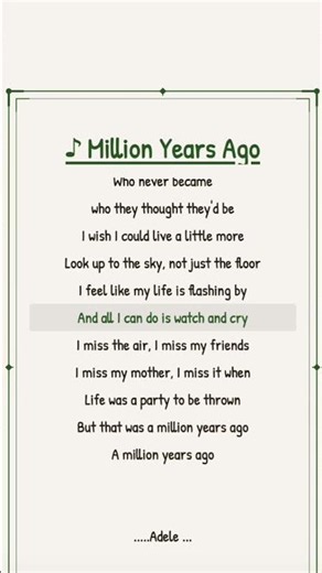 Million Years Ago #lyrics #adele