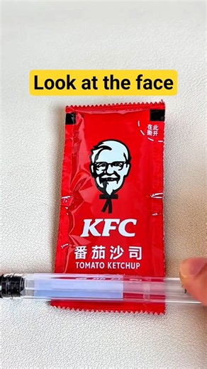 How to open a ketchup package | KFC Ketchup Art Hack! 🎨💥 #shorts