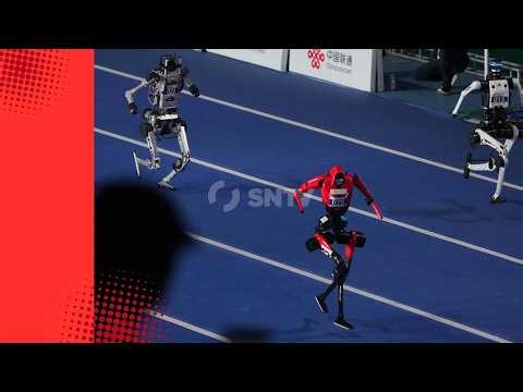 Bolt upright - Humanoid runner beats Jamaican sprint king Usain's 100 metres world record with a tim