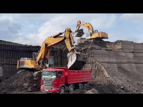 Two Liebherr 974 Excavators Loading Trucks | Operator Cabin View - Ascon Ltd