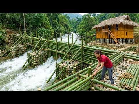 60 Days Building a Giant Bamboo Dam to Block the Stream Deep in the Forest Before a Flooding Storm