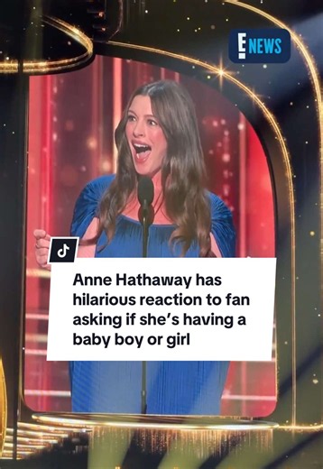 Anne Hathaway is the queen of a quick comeback. 👑 She addressed a fan who asked about her baby’s gender during her #D23 Legends Award acceptance speech.