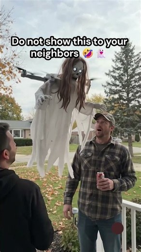 Your Neighbors Won't Expect THIS 💀 🎃 #halloween #prank #drone #viral #shorts #trending #ghost