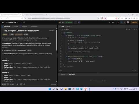 Leetcode 1143. Longest Common Subsequence