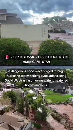 🚨 BREAKING: MAJOR FLASH FLOODING IN HURRICANE, UTAH A dangerous flood wave surged through Hurricane today, forcing evacuations along Gould Wash as fast-moving water threatened homes and RVs. #hurricane #utah #flash #fyp #flood