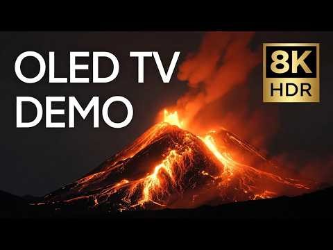 8K HDR Volcano Eruption 1 Hour 🌋 Lava Waterfall & Exploding Mountain | OLED TV Test Demo