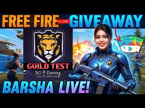 FREE FIRE LIVE 😍GIVEAWAY CUSTOM ROOM | FF LIVE 💎REDEEM CODE GIVEAWAY✅ | BARSHA LIVE💕