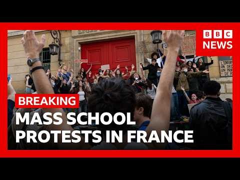 LIVE: Protesters clash with police as school demonstration spread across France | BBC News
