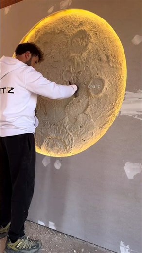 This boy drew a beautiful moon on the wall .#shorts