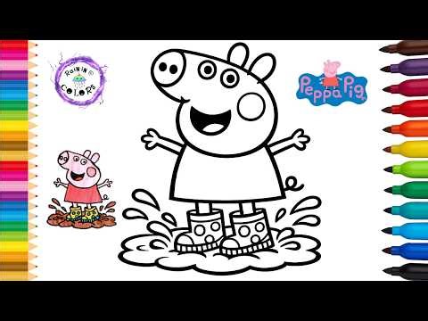 Peppa Pig In Muddy Puddles Fun Play Cute Drawing And Coloring #peppapig #rainingcolors
