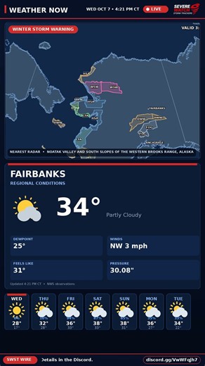 Severe Weather Alert - October 7, 2026: Winter Storm Warning Live: Noatak Valley, Alaska