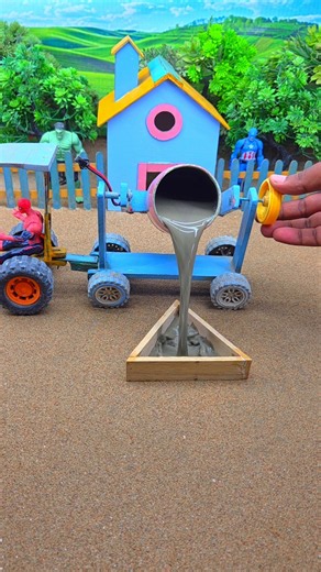 😱 Real Working Mini Tractor Making Cement Pillar | Amazing DIY Construction Machine 🚜 #shorts
