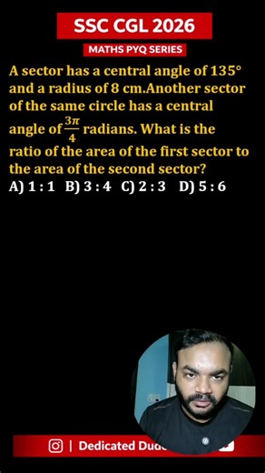 Area of sector | Ssc maths pyq #mensuration #ssccglcpocds #mathsshorts #explorepage #shortsfeed