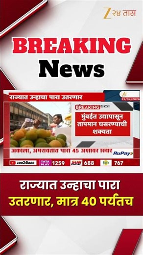 Mumbai Temperature | राज्यात उन्हाचा पारा उतरणार, मात्र 40 पर्यंतच | Zee24Taas