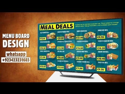 Modern Restaurant LED Digital Menu Board Animation Design | Food Menu Screen