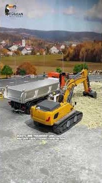 Run the 1/14 K3367 8X8 Metal Dump Truck and 1/18 K962-100S Excavator together#rc #excavator #model