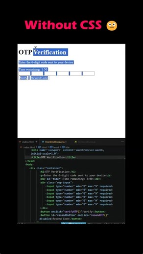 Without CSS vs With CSS 😳 OTP UI Transformation | HTML CSS JS