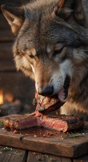 Wolf Eating Meat 🐺 ASMR Intense Eating Sounds #asmr #relaxing #relax