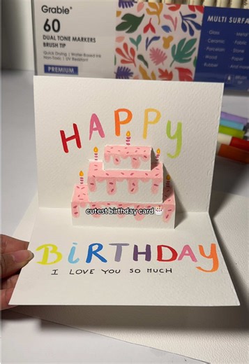 Cute Birthday Pop-Up Card with Grabie Markers