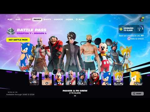 ALL FORTNITE CHAPTER 7 SEASON 4 BATTLE PASS SKINS!!