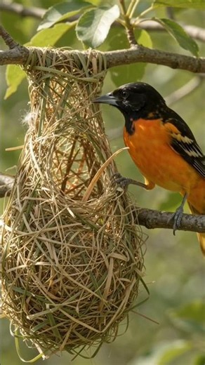 Watch a Baltimore Oriole Builds its Nest from scratch| Bird Nest Building #Shorts