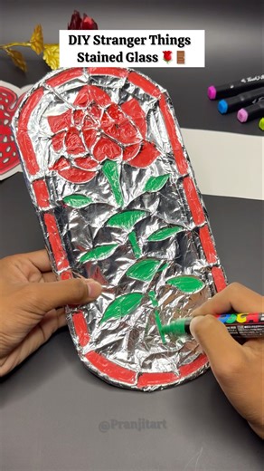 DIY Stranger Things Vecna’s Stained Glass 🌹!! #shorts #strangerthings #art #craft