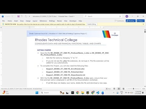 Shelly Cashman Excel 365 | Modules 4-7: SAM Critical Thinking Capstone Project C Rhodes Technical Co