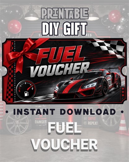 Car Fuel Voucher Printable Gift Card Template, Editable Fuel Voucher, Racing Car Gift, Instant Download DIY Gift for Him - Etsy