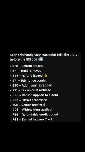 IRS Transcript Codes (2026)
