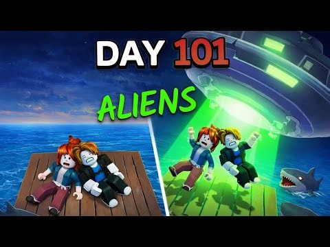 Robolx 🎮DAY 101 Survival 😱 Sharks vs Aliens Attack! Roblox Raft Challenge⁉️#robolx#short