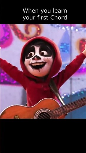 Miguel learns his first chord 😊 #coco #disneycoco #funny