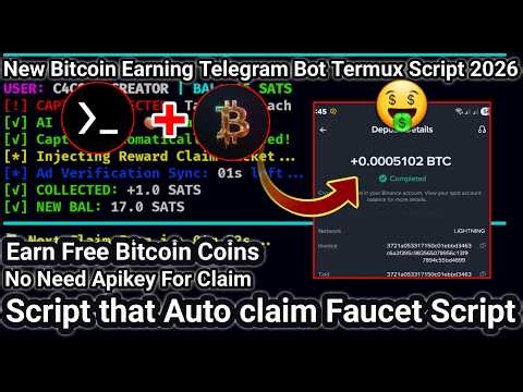Nuyul Bitcoin Telegram Bot Earning Script - Auto Claim BTC Via Termux - Earn Free BTC 💯Working 2026