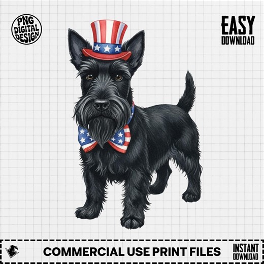 Patriotic Scottie Dog PNG for Sublimation, 4th of July Scottish Terrier USA Flag Watercolor Design, American Dog Graphic Digital File - Etsy