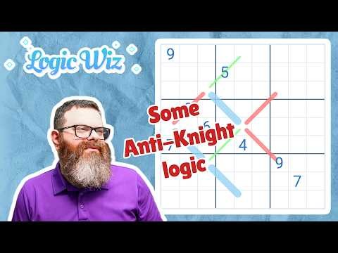 Solving an Anti-Knight, Renban, German Whispers, and Palindrome Sudoku: "Move 3 Matches" by LogicWiz