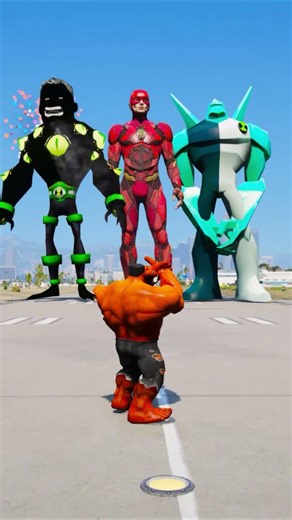 Random Superheroes VS Giant Flash & Giant Ben alien & hulk Brothers #youtubeshorts #ironman#139