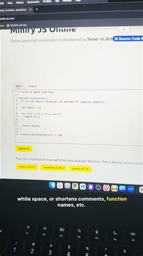 Your JS File Shrunk by 70% 😱 Terser Explained #shorts #viral #youtubeshorts #js