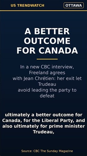 Freeland Says Her Resignation Was "a Better Outcome for Canada"