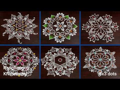 🌷Traditional Rangoli Designs(5x3 dots)🌷Easy Muggulu by RangRangoli Krishnaveni
