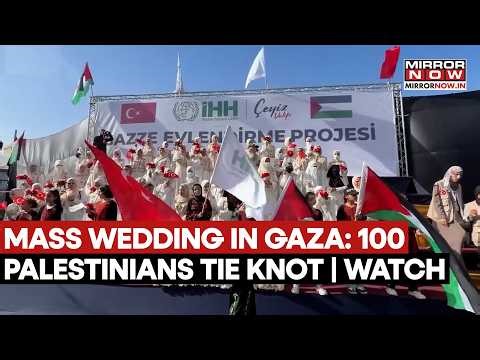 MASS WEDDING In War-Stricken Gaza: 100 Couples Tie-The-Knot In Ruins Brings Brief Joy | Watch
