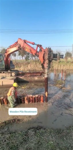 Revetment Construction: Wooden Pile Cofferdam