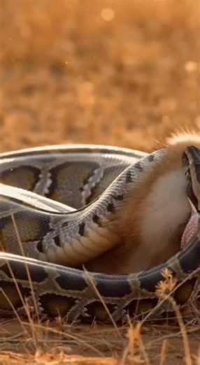 Will the python manage to swallow the jackal? Unbelievable struggle caught on camera