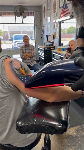 This Machine Pressed a Full American Eagle Sleeve in ONE Pass 🦅 The Old Timer Only Said One Word 😳