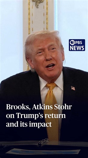 New York Times columnist David Brooks and Kimberly Atkins Stohr of the Boston Globe joined PBS News Hour's William Brangham on Friday to discuss the year in politics, including President Donald Trump's return to the White House and the significant changes from his first term. | PBS NewsHour