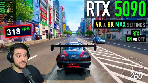 RTX 5090《极限竞速：地平线6》4K和8K分辨率最高画质游戏测试 | 作者：zWORMz Gaming | 机翻中文