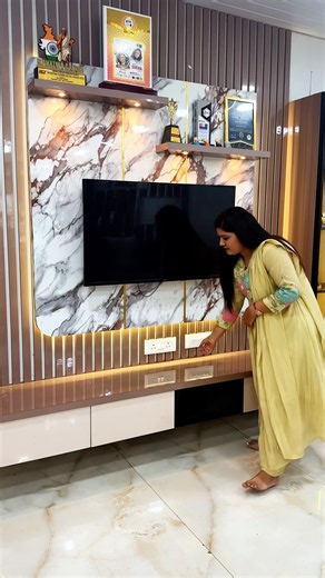Modern Living Room Design 😍 | Mandir, TV Unit & Sofa Design | Sangamner Showroom #shorts