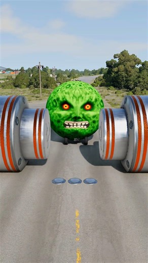 Long Colourful Capsule Buses vs Hydraulic Crush - BeamNG.drive