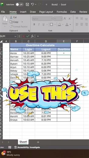Calculate Overtime in Excel in 25-Sec!”