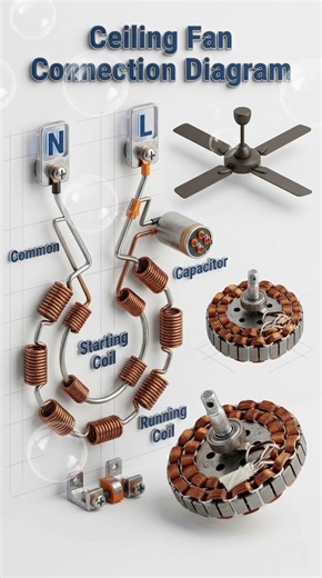 Ceiling Fan Connection Diagram #IndustrialEquipment #CircuitDiagram #electrician