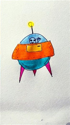 Alien 👽 spaceship drawing easy for kids#alien #art #kids #shorts